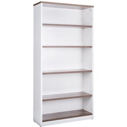 OM Premier Bookcase 900W x 320D x 1800mmH 4 Shelf Casnan And White