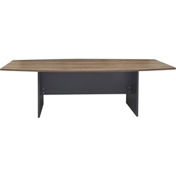 OM Boat Shape Boardroom Table 2400W x 1200D x 720mmH Regal Walnut And Charcoal