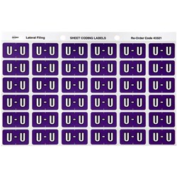 Avery Alphabet Coding Label U Side Tab 25x38mm Purple Pack Of 180