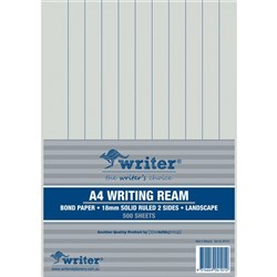 Writer A4 Exam Paper 18mm Solid Ruled Landscape Ream of 500
