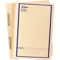 Avery Spiral Action File Foolscap Buff With Blue Print