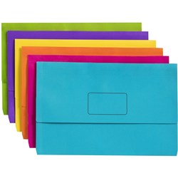 Marbig Slimpick Document Wallet Foolscap Manilla 30mm Gusset Assorted Pack Of 10