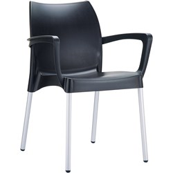 Dolce Hospitality Dining Chair With Arms Indoor Outdoor Use Stackable Polypropylene Black