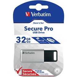 Verbatim Store 'n' Go Secure Pro USB Drive 3.0 32GB Silver