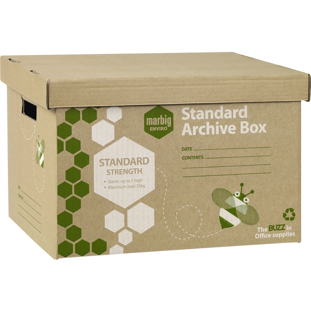 Filing & Storage - Marbig Enviro Standard Archive Boxes 315W x 420D x  260mmH Brown Pack Of 5 - Radmac Office Choice - Office Supplies, Stationery  & Furniture