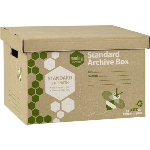 Filing & Storage - Marbig Enviro Standard Archive Boxes 315W x 420D x  260mmH Brown Pack Of 5 - Radmac Office Choice - Office Supplies, Stationery  & Furniture